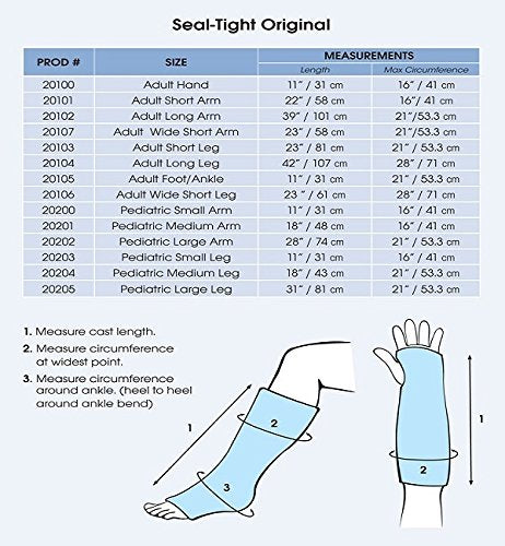 Seal Tight Original Cast and Bandage Protector, Best Watertight Protection, Adult Short Leg