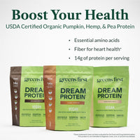 Greens First® Dream Protein Plant Based – USDA Organic Dietary Supplement – Vegan Protein Powder – Nutritional Supplement – Chocolate – 30 Servings