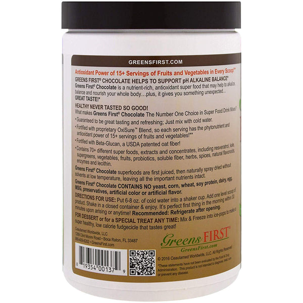 Greens First Chocolate Antioxidant Powder -  14.37 oz 30 Servings