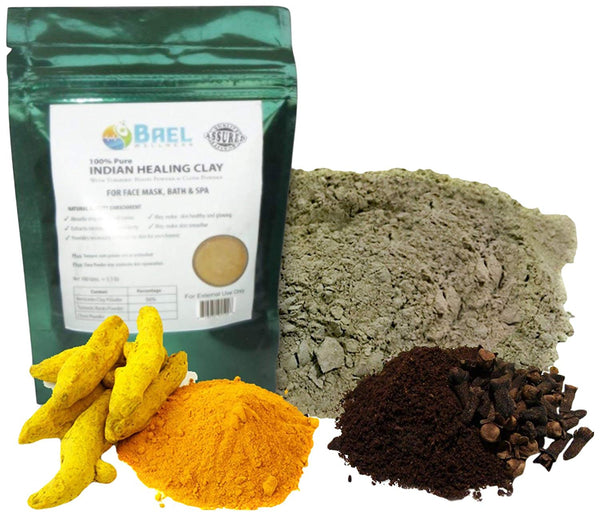 Indian Healing Clay, Bentonite Clay with Turmeric & Cloves Powder