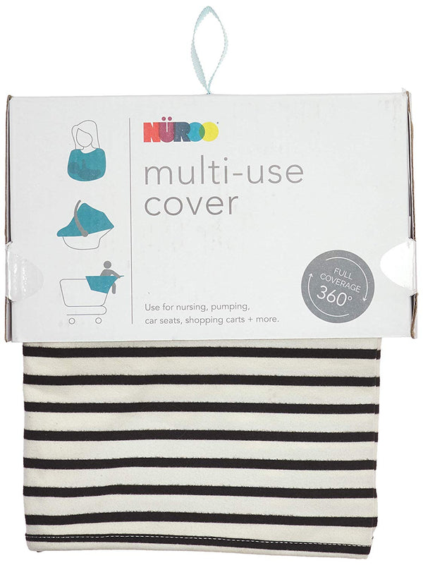 Nüroo Multi-Use Baby Car Seat, Nursing and Pumping Cover: Ivory + Black Stripe