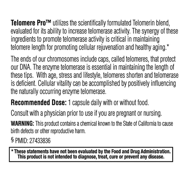 Enzyme Science - Telomere Pro, Supports Cellular Health, Energy Production and Healthy Aging with Vitamin D3, Rhodiola and Astragalus, Vegetarian, 30 Count