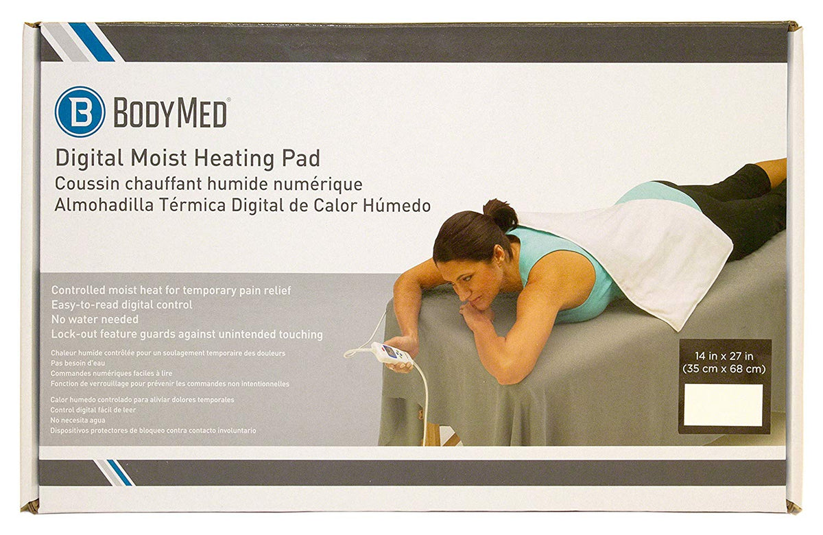 BodyMed® 14" x 27" Black Digital Electric Moist Heating Pad Active