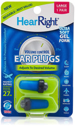HearRight Volume Control Ear Plugs – Soft Foam Ear Plugs for Hearing Protection – (2-Pack) – Large