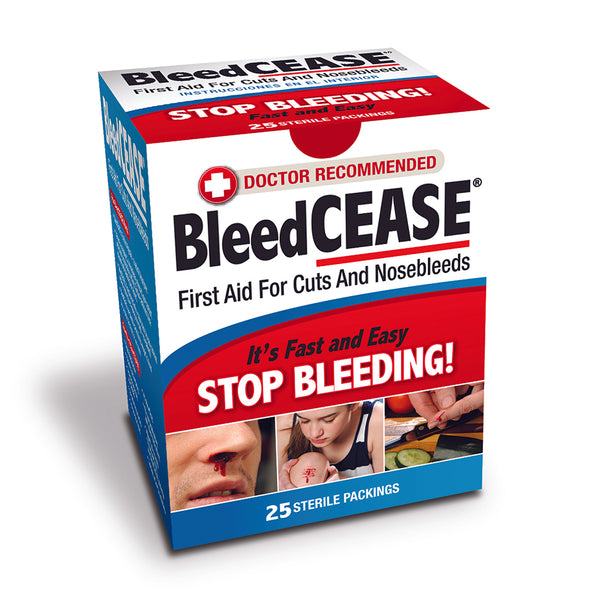 BleedCEASE First Aid for Cuts and Nosebleeds Sterile Packings, 25 Count