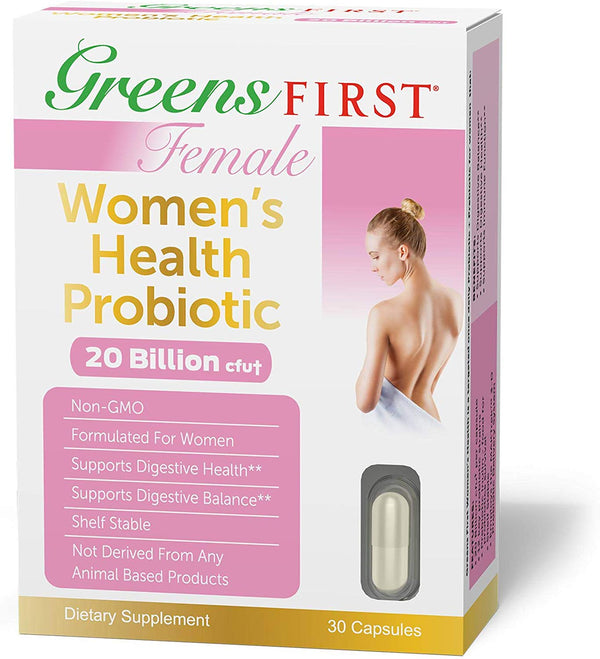Greens First Female Women’s Health Probiotic, 30 Capsules – Probiotic Support for Women – Probiotics for Women
