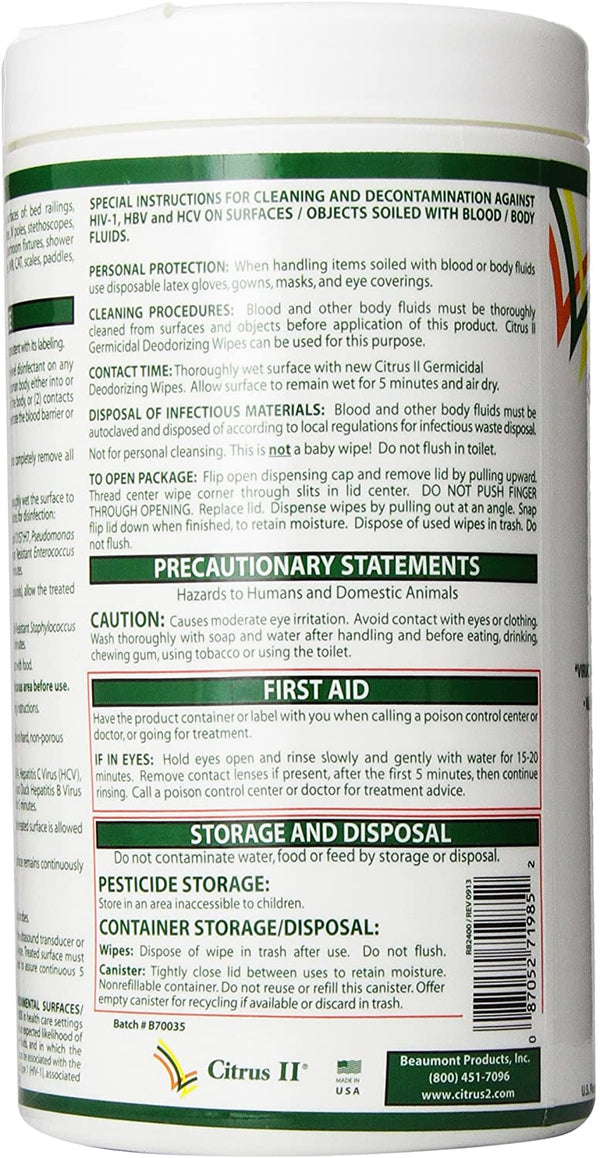 Citrus II Germicidal Deodorizing Cleaner - Spray, Wipes & Refill Bottles