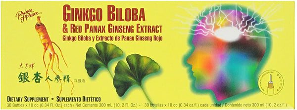 Prince of Peace Ginkgo Biloba & Red Panax Ginseng Extract, 0.34 fl. oz. Each